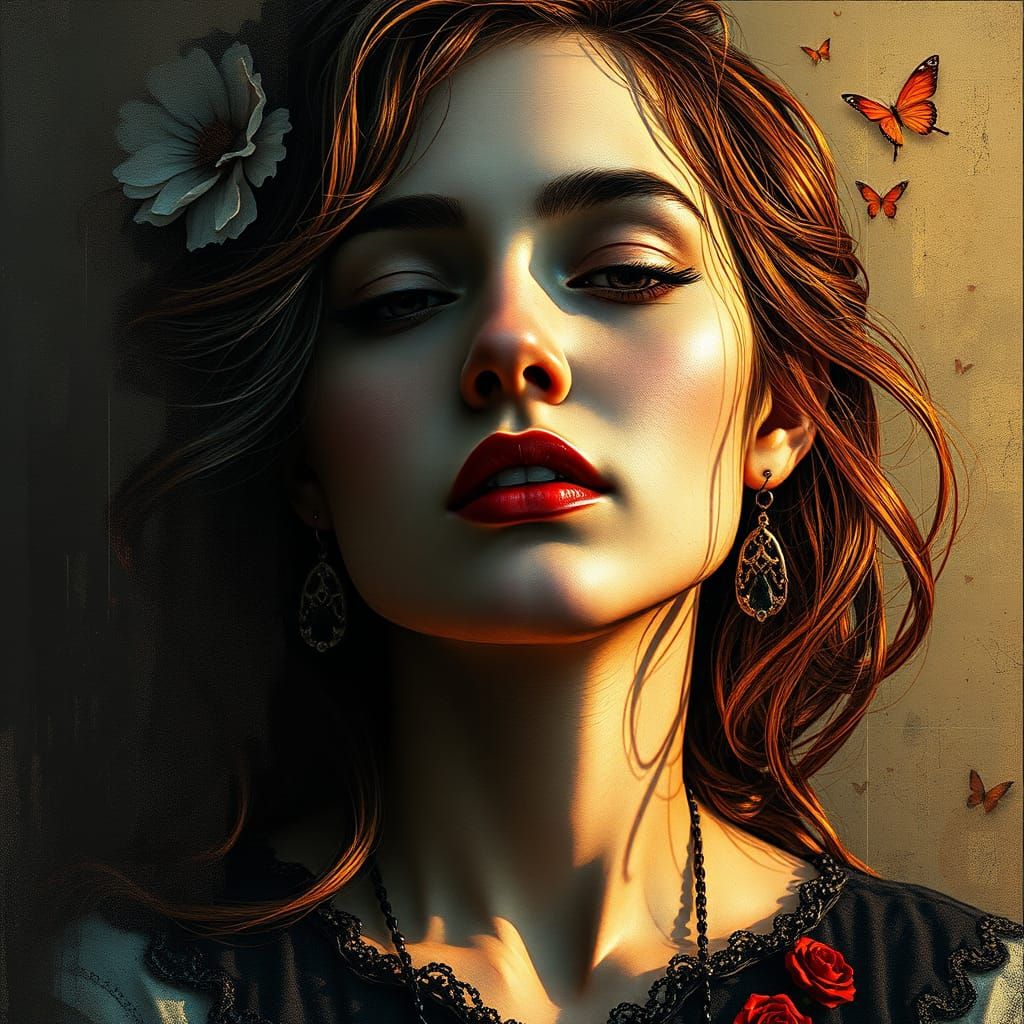 Ethereal Portrait in Art Nouveau Style