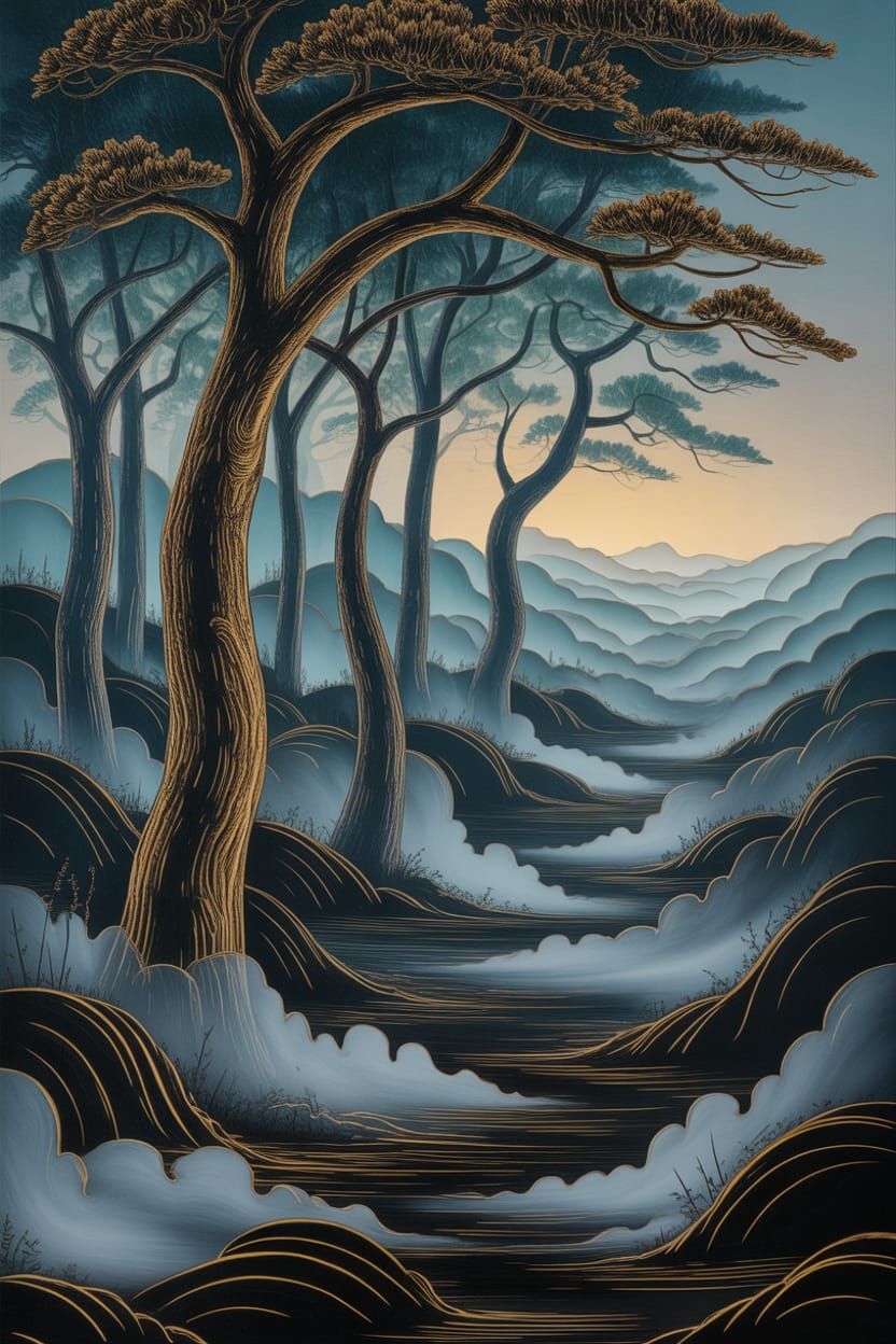 Foggy Negative Space Forest