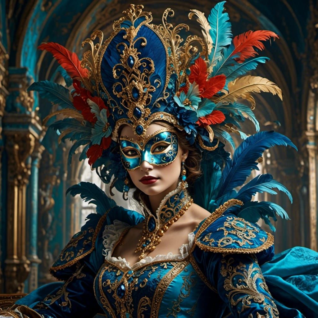 <lora:Venetian Mask GO-888:1.0> Beautiful woman with Venetia...