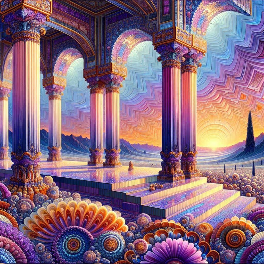 Kaleidoscope Landscape with Deco Motifs in Classic Style