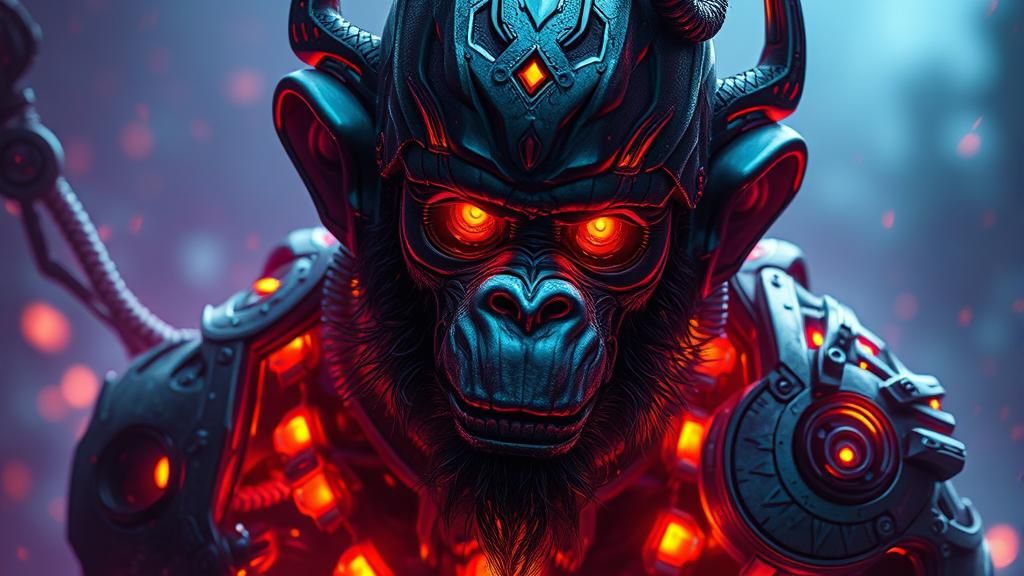 Cyborg Monkey King: Dark Fantasy Concept Art