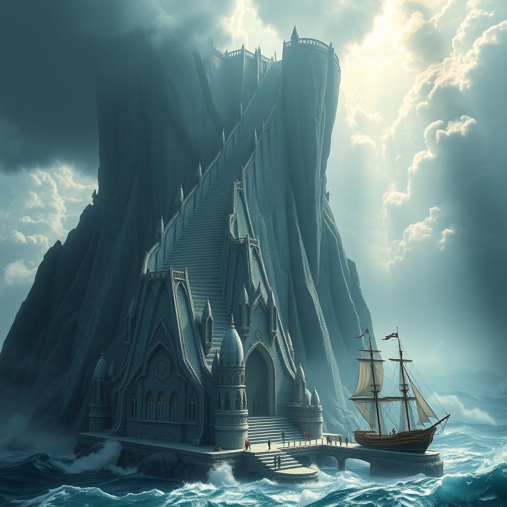 Majestic Staircase to Elven City in the Sky