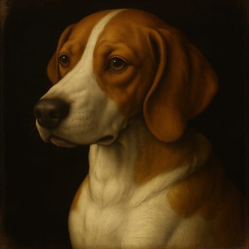 Dog Portrait in Renaissance Painting Style