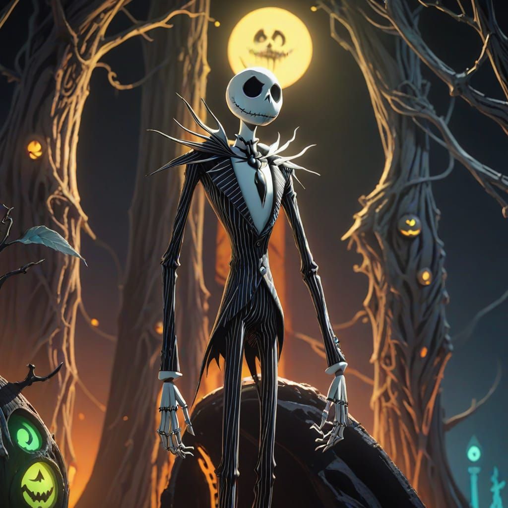 Jack Skellington in Vibrant Anime Style