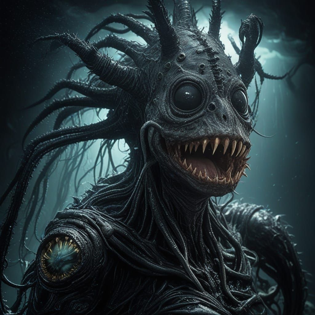 Dark and Twisted Underwater Horror in Hyperrealistic Style