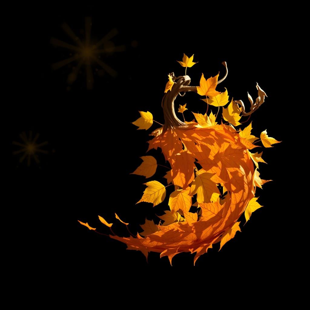 Autumn Leaves Form Eerie Pumpkin Silhouette