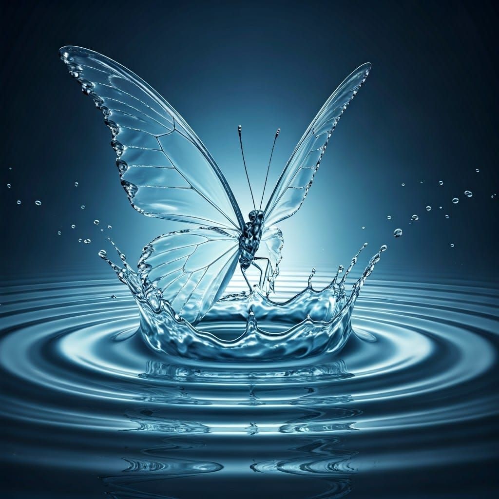 Butterfly Emerges: 3D Water Droplet Art