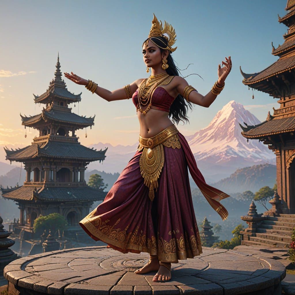Ethereal Indian Goddess in Majestic Bharatanatyam Regalia