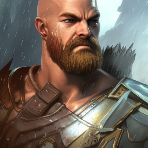 Hyperdetailed Portrait of Kratos in Volumetric Lighting