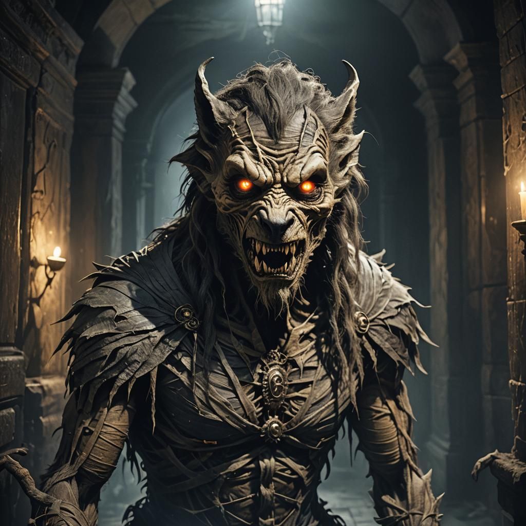 Terrifying Werewolf-Mummy Hybrid in Haunted Mansion