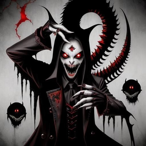 Terrifying Shadow Vampire with Red Eyes in Surreal Style