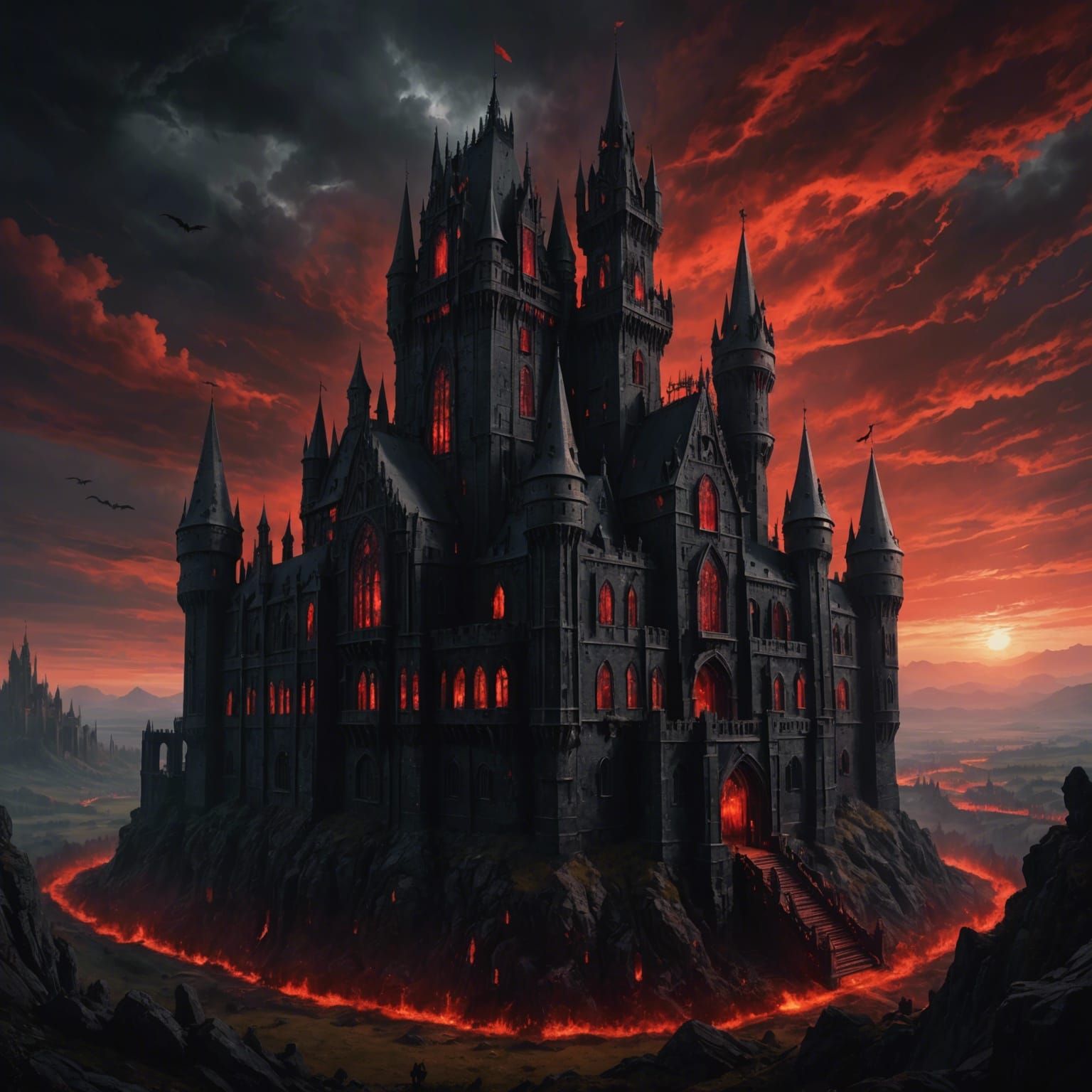 Epic Gothic Castle with Red Aura