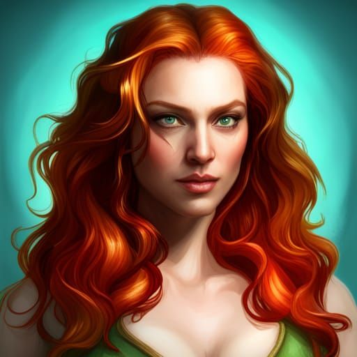Celtic Beauty Portrait in Art Nouveau Style