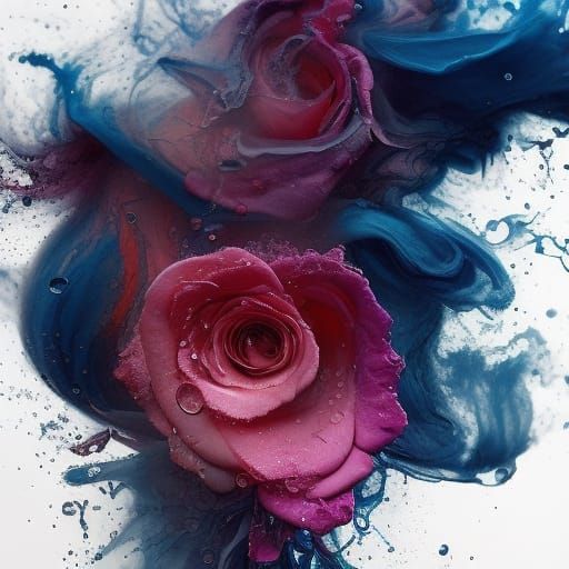 Roses Dissolving into Smoke: A Liquid Ink Masterpiece