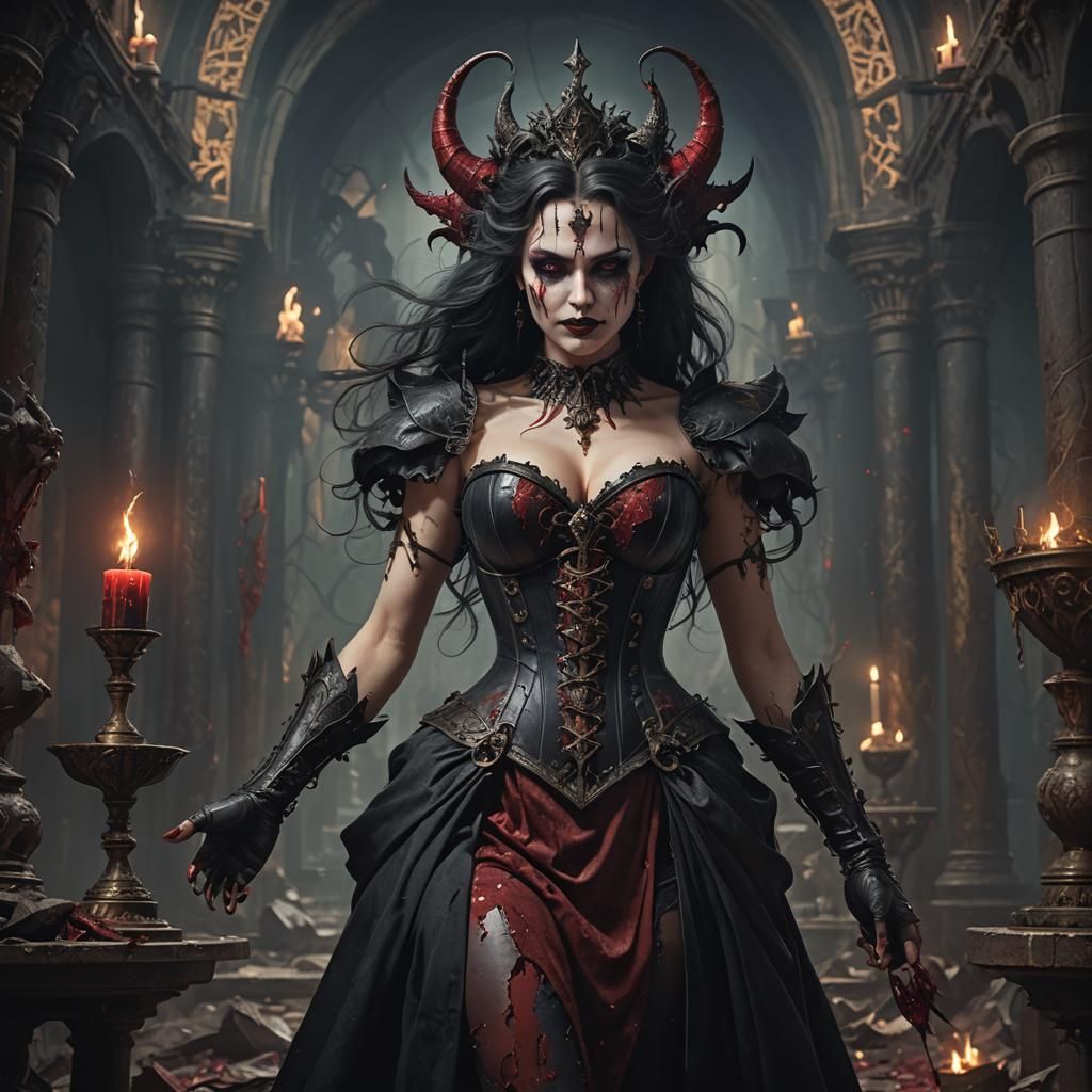 Goddess of Darkness with Goblet, Fantasy Art