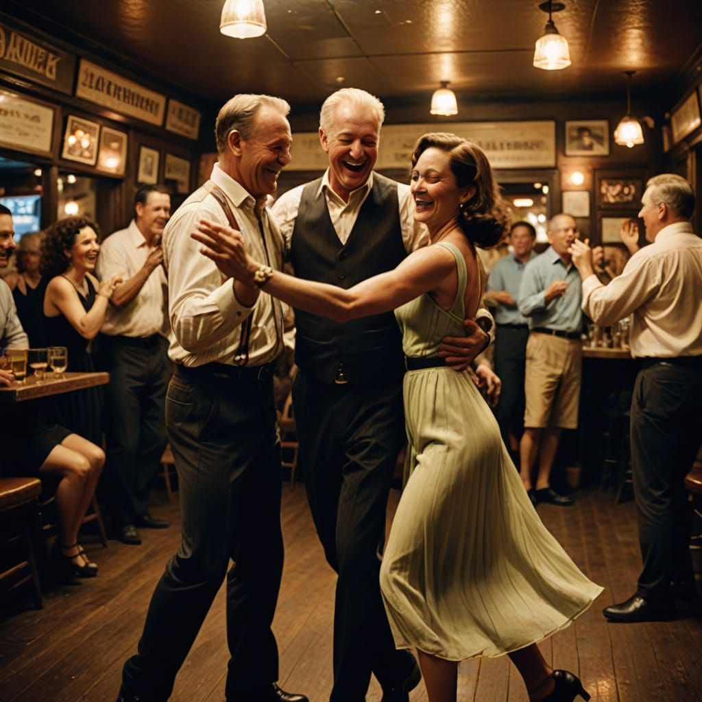 Couple Dancing to Jazz in an Old Bar
