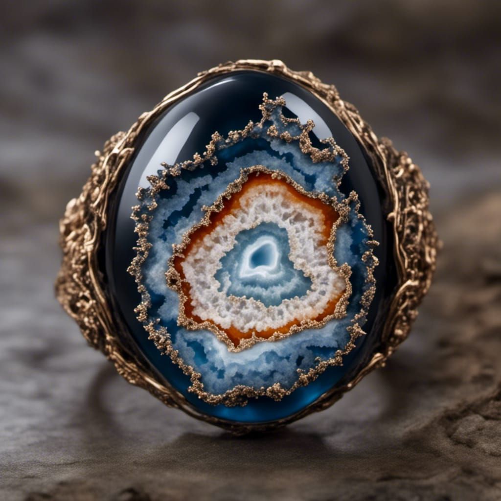 <lora:LordoftheRings:1.0> <lora:The Bling Ring:1.0> A cut lace agate geode ring