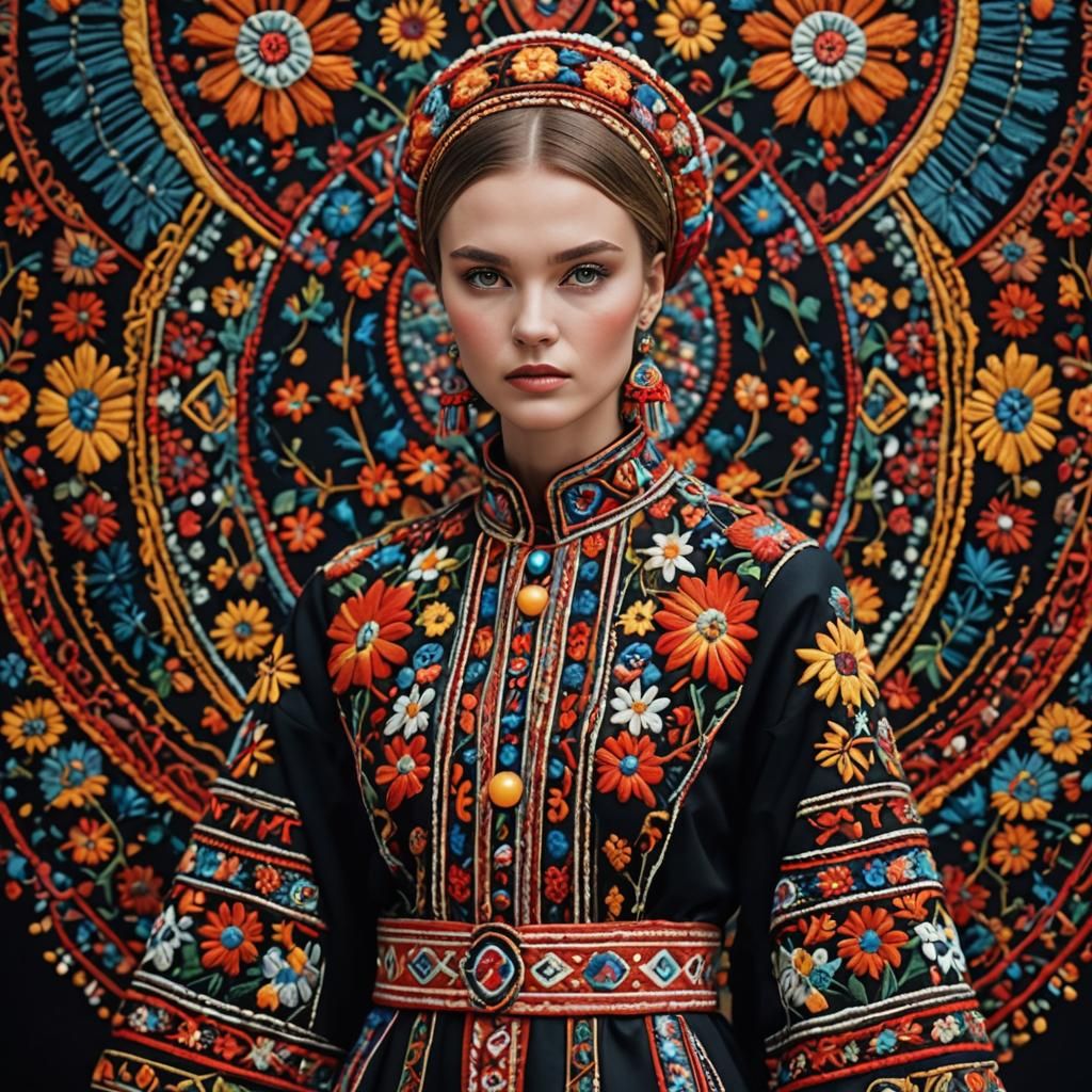 Ukrainian Woman's Fashion Show with Traditional Embroidery