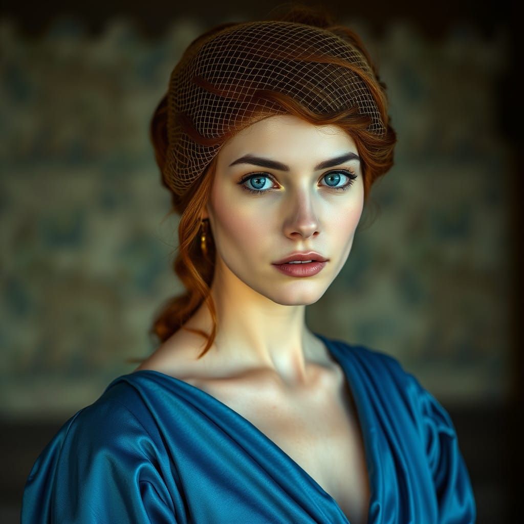 Elegant Medieval Lady in Gold and Blue