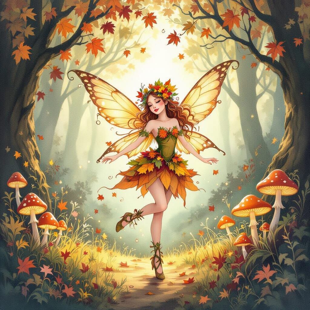 Autumn Fairy Dance in Enchanted Forest