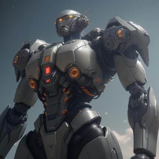 Futuristic Sci-Fi Mech in Polished Metal