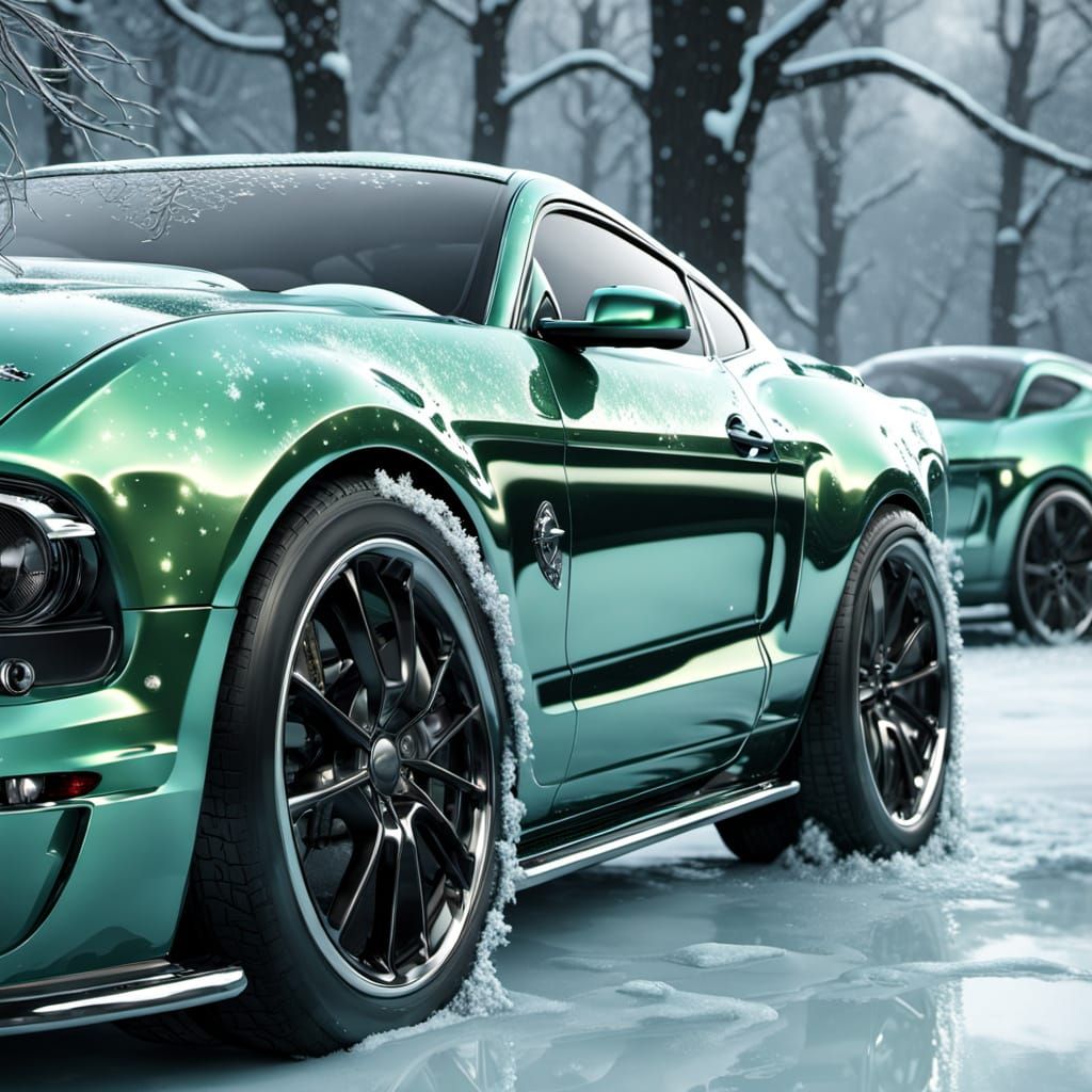 Glamorous Twin Skeleton Mustang Princesses in Black Chrome