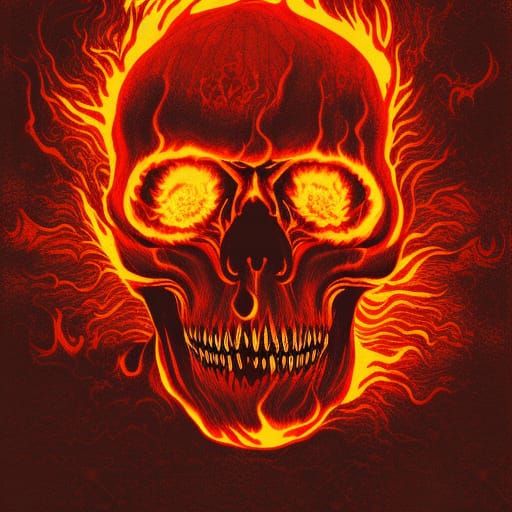 Ghostly Skull Engulfed in Flames: Unsettling Art