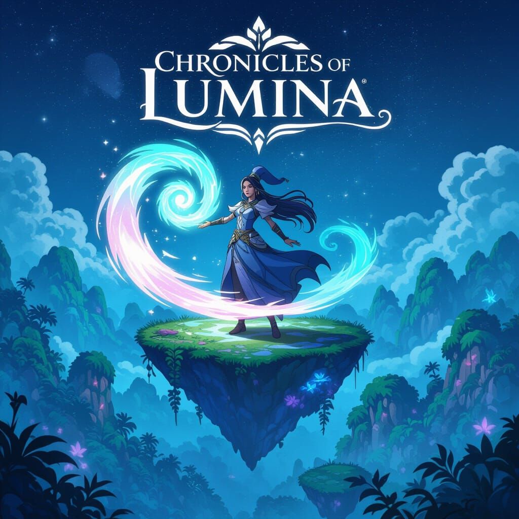 Latina Sorceress Summons Vortex on Floating Island Game Cove...