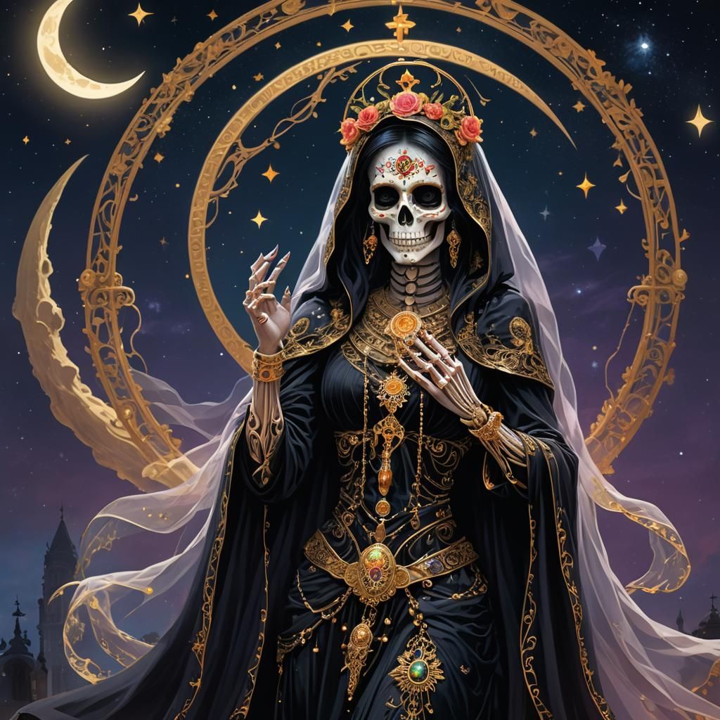 Santa Muerte: Ethereal Glow in the Night