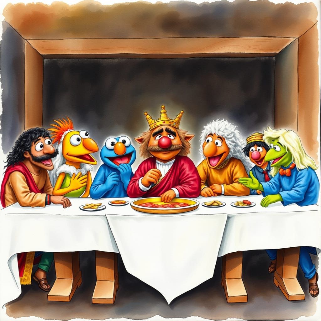 Muppets Last Supper Parody, Watercolors