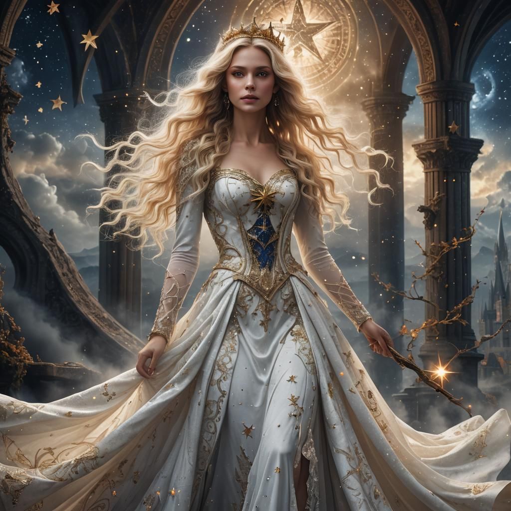 Enchanting Star Witch in a Digital Painting