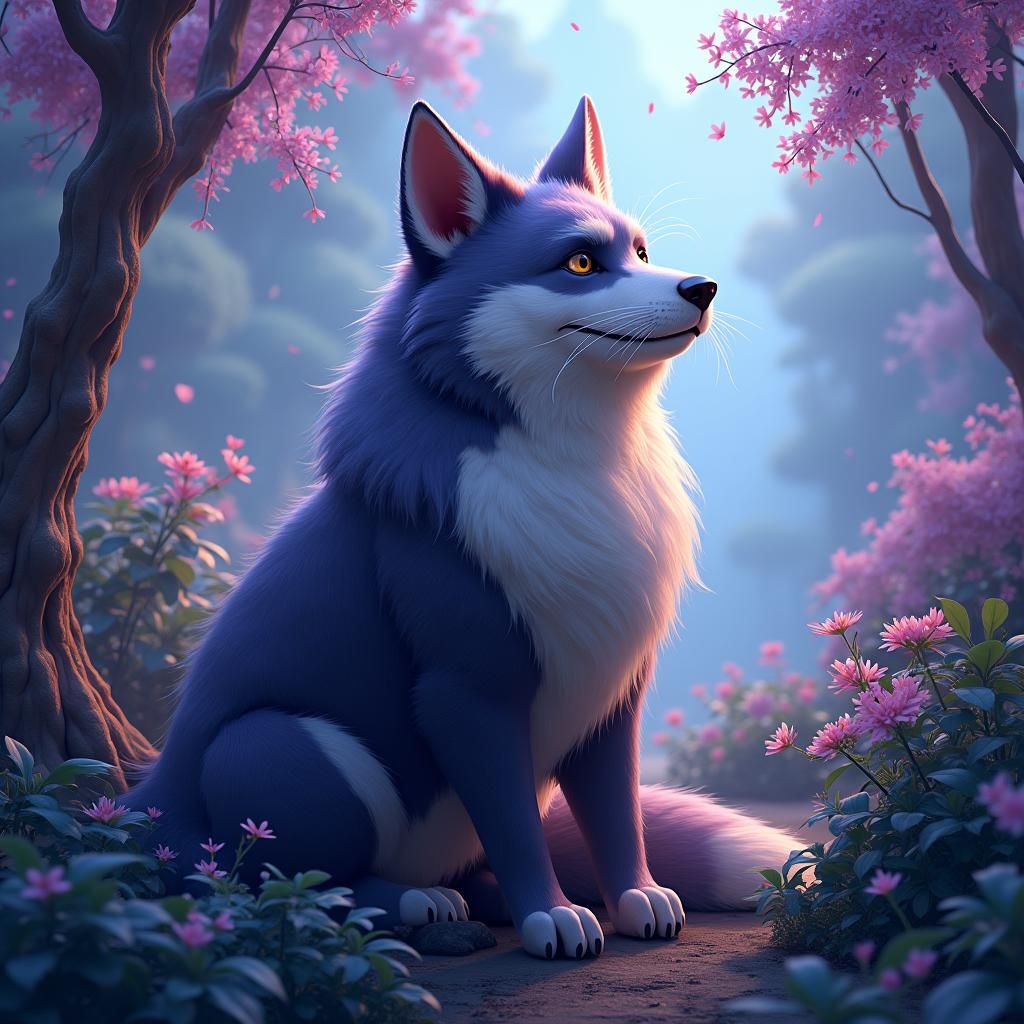 Regal Canine in a Futuristic Fantasy Landscape