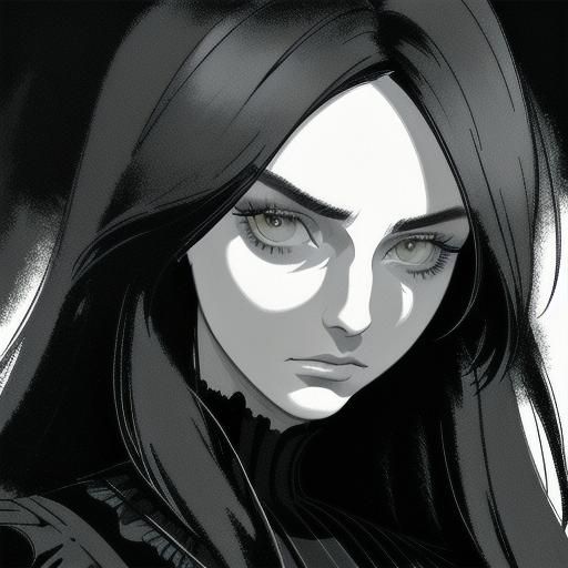 Dramatic Gothic Portrait in Light Gray Color Scheme