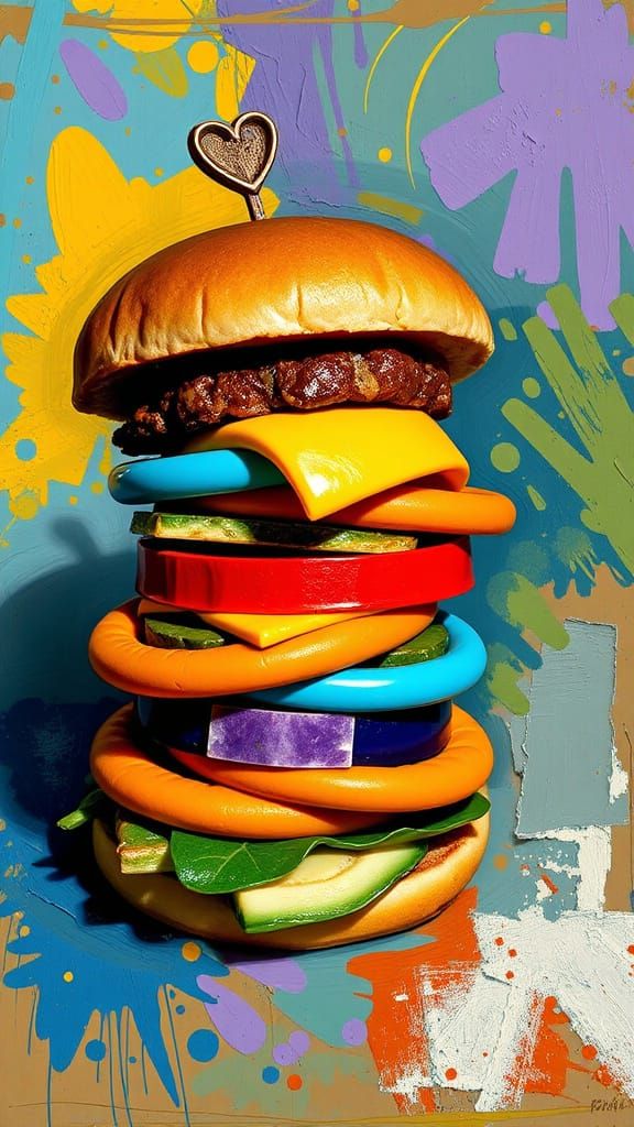 Vibrant Bracelet Burger in Neo-Fauvism Style