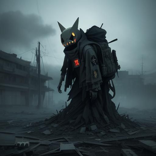 Scary Post-Apocalyptic Mimikyu: 3D Anime Art