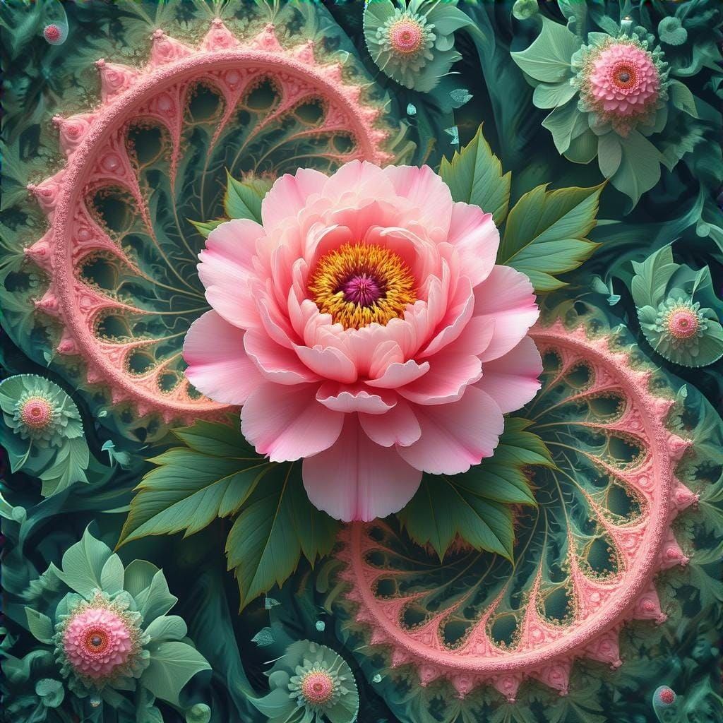 Psychedelic Floral Fractal in Sacred Geometry Style