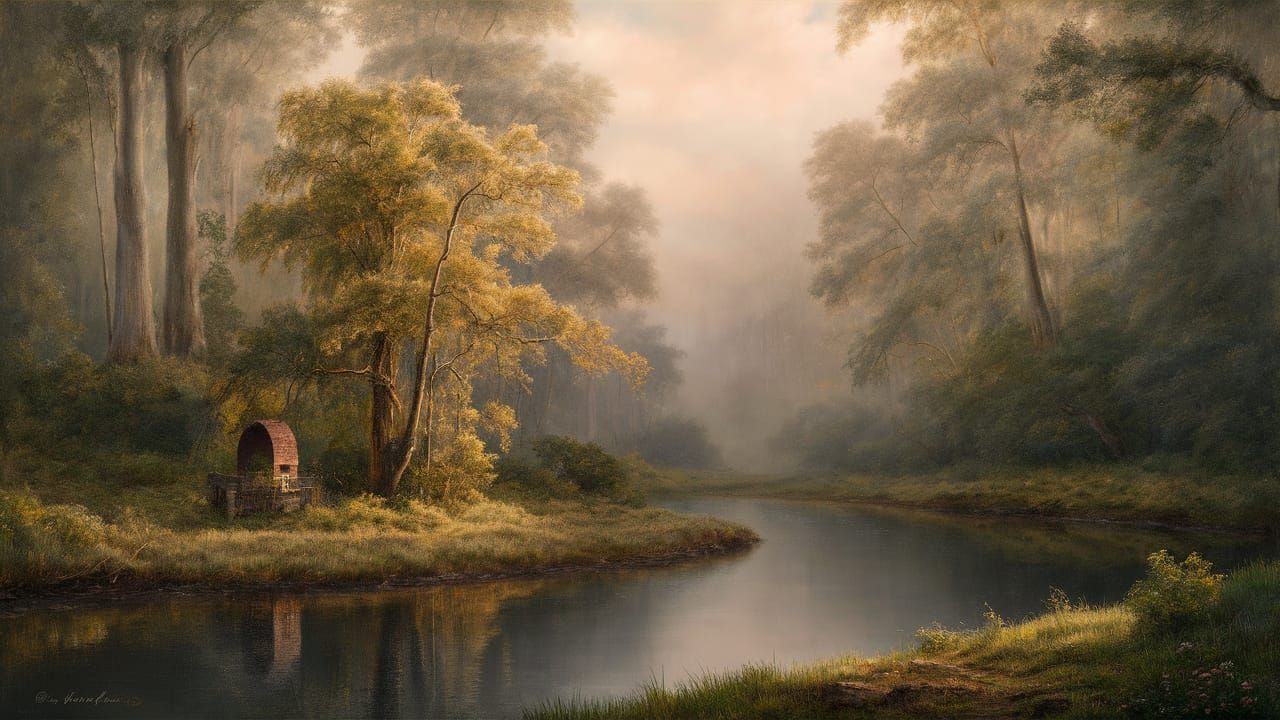 Ethereal Fantasy Scene at Golden Hour