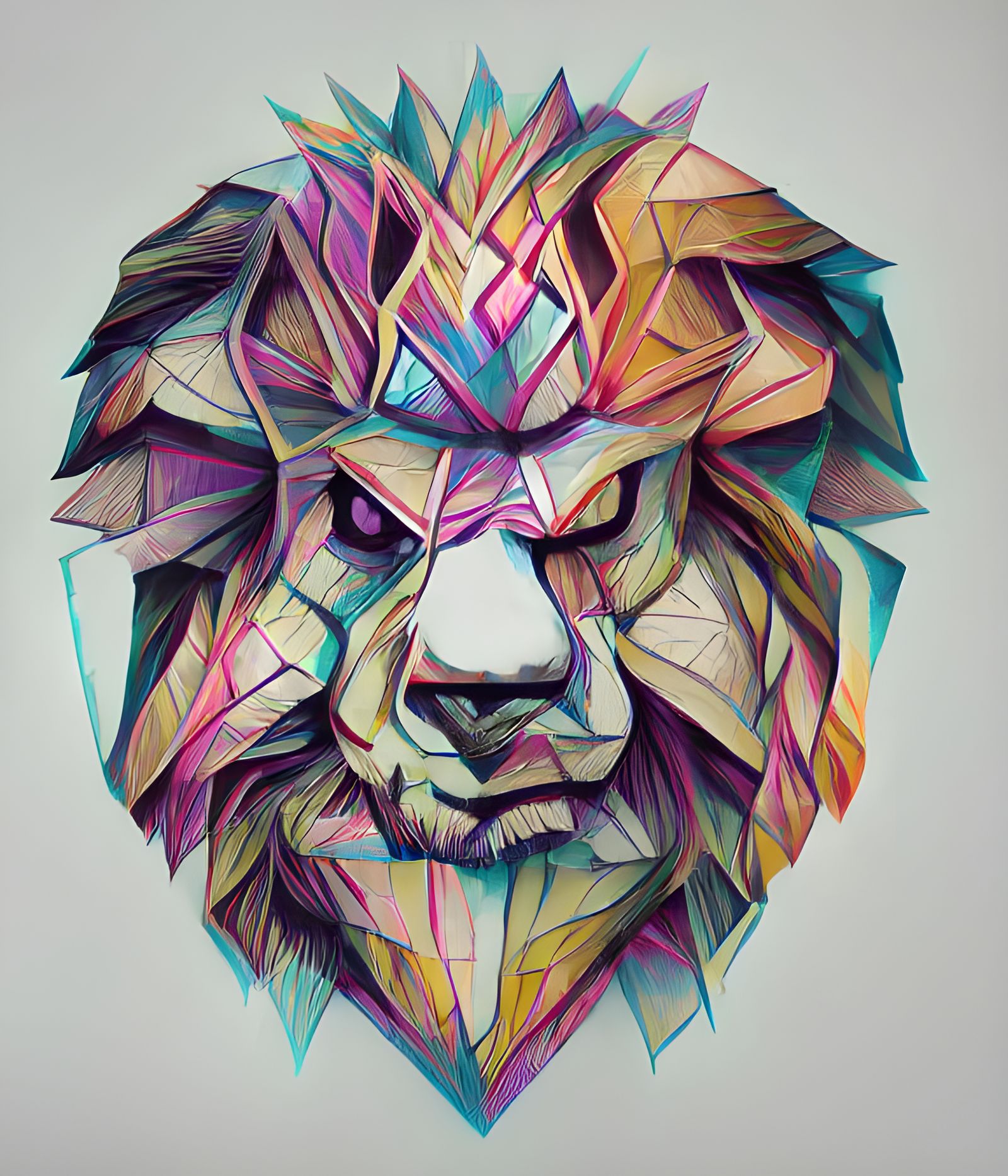 Geometric Lion in Watercolor Style, 8K
