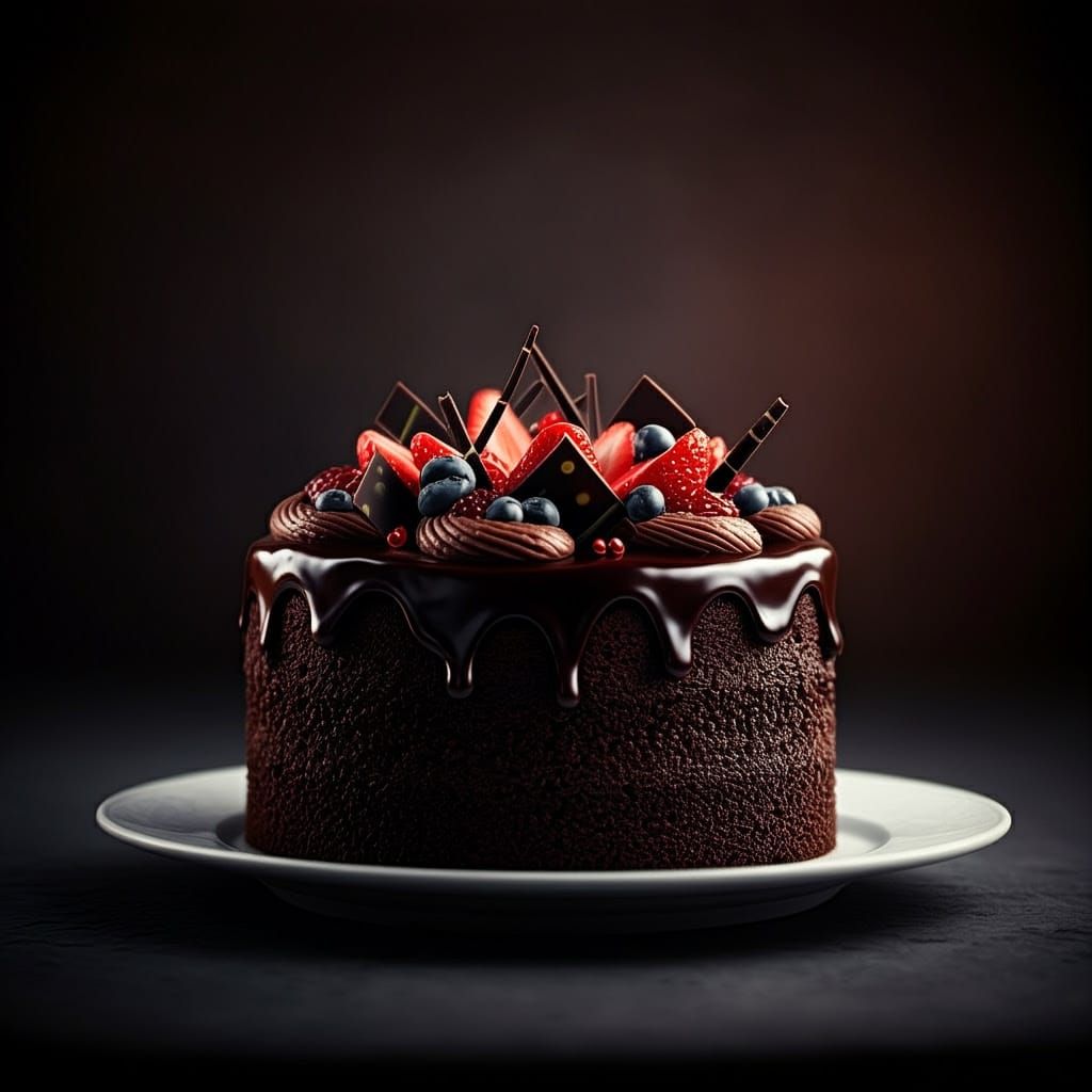 Chocolate Birthday Cake in Hyperrealistic Detail