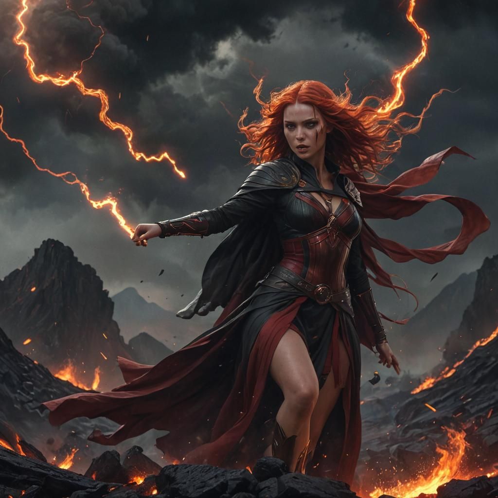 Dazzling Dark Fantasy Portrait: Fiery Heroine by Greg Rutkow...