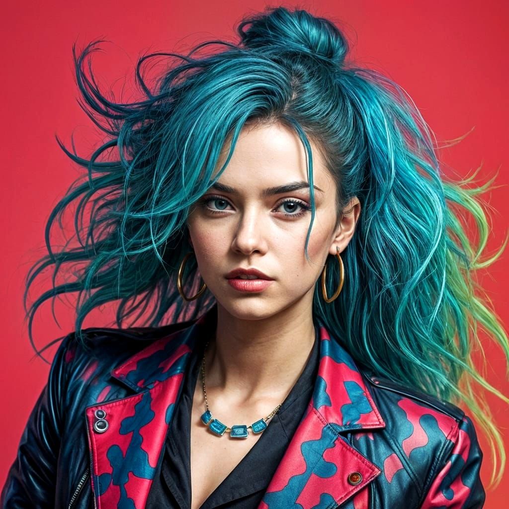 Vibrant Gangster Girl with Unkempt Hair