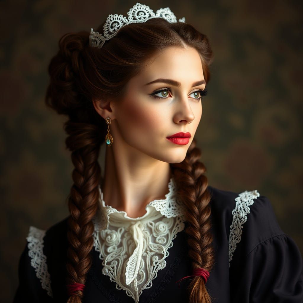 Elegant Victorian Lady with Braids