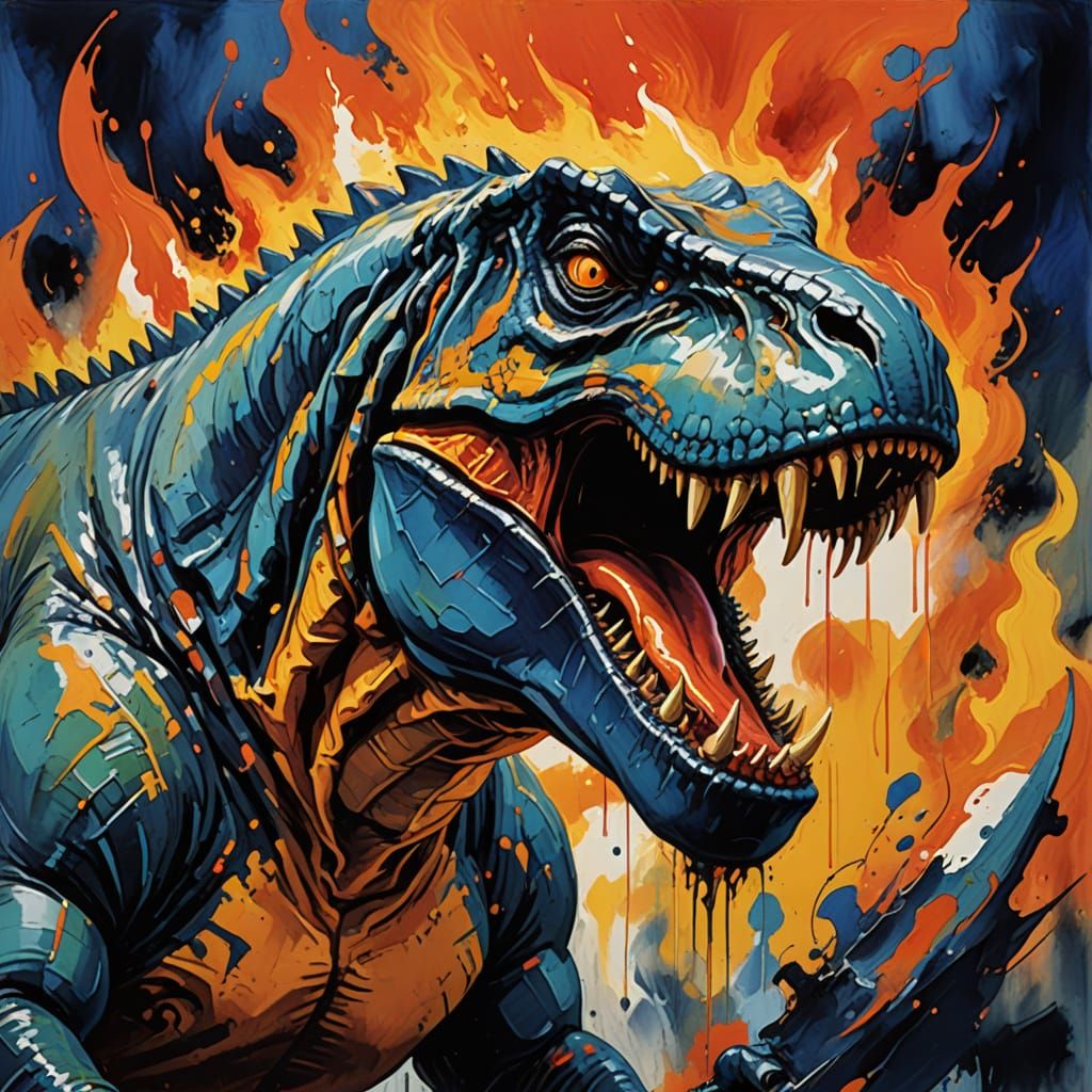 Demonic T Rex in Fauvist Masterpiece