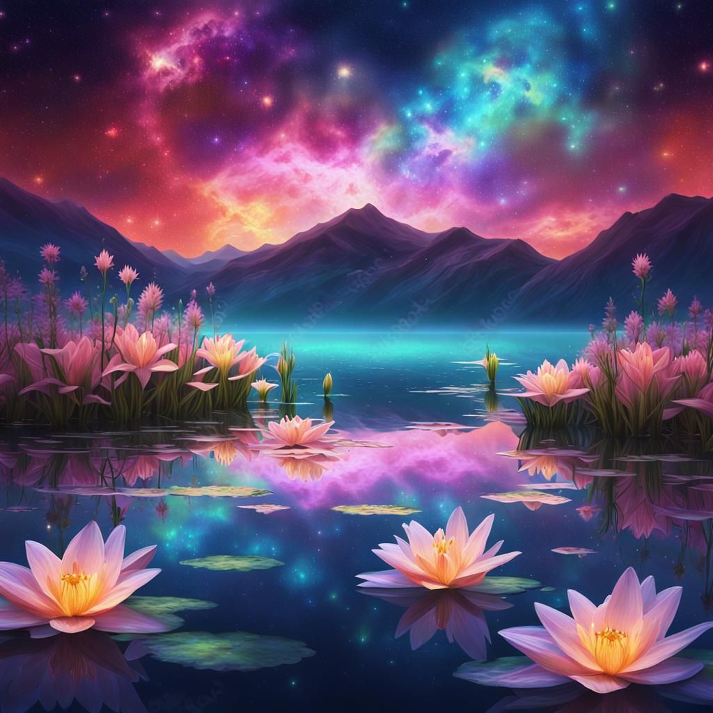 Cosmic Lake Reflects a Multi-Hued Nebula