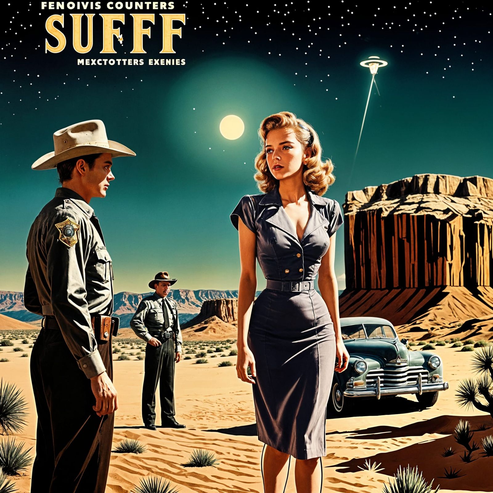 Retro Noir Movie Poster: Alien Encounter