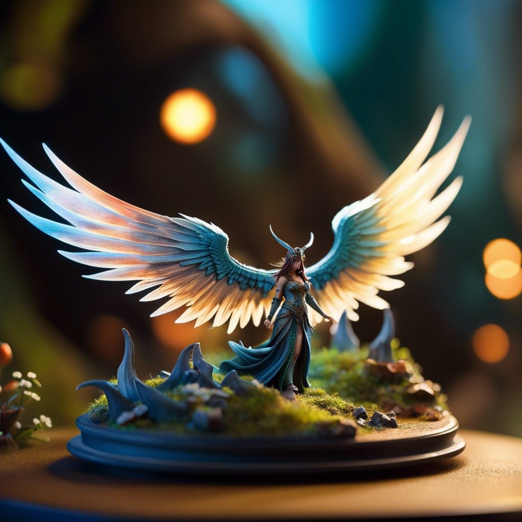 Winged Mermaid in Fantasy Diorama
