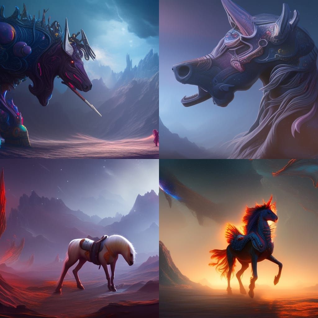 Fantastical Space Horse in Detailed Digital Painting