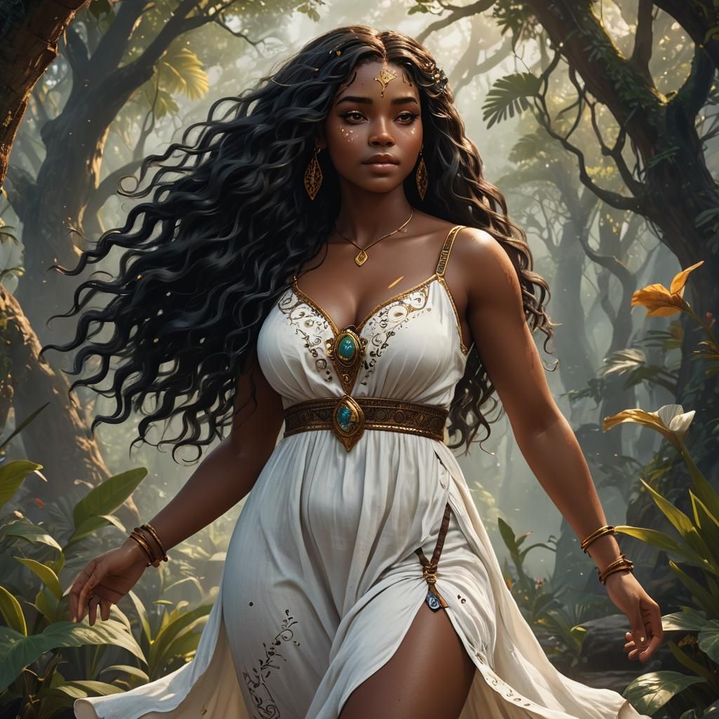 Beautiful Curvy Black Female Avatar in Fantasy Art