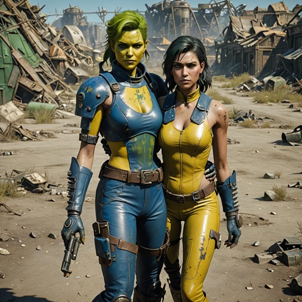 A beautiful dweller girl, from the fallout video game, weari...