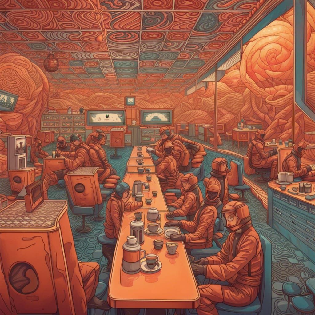 Retrofuturistic Martian Coffee Shop Dreamcore Tesselation